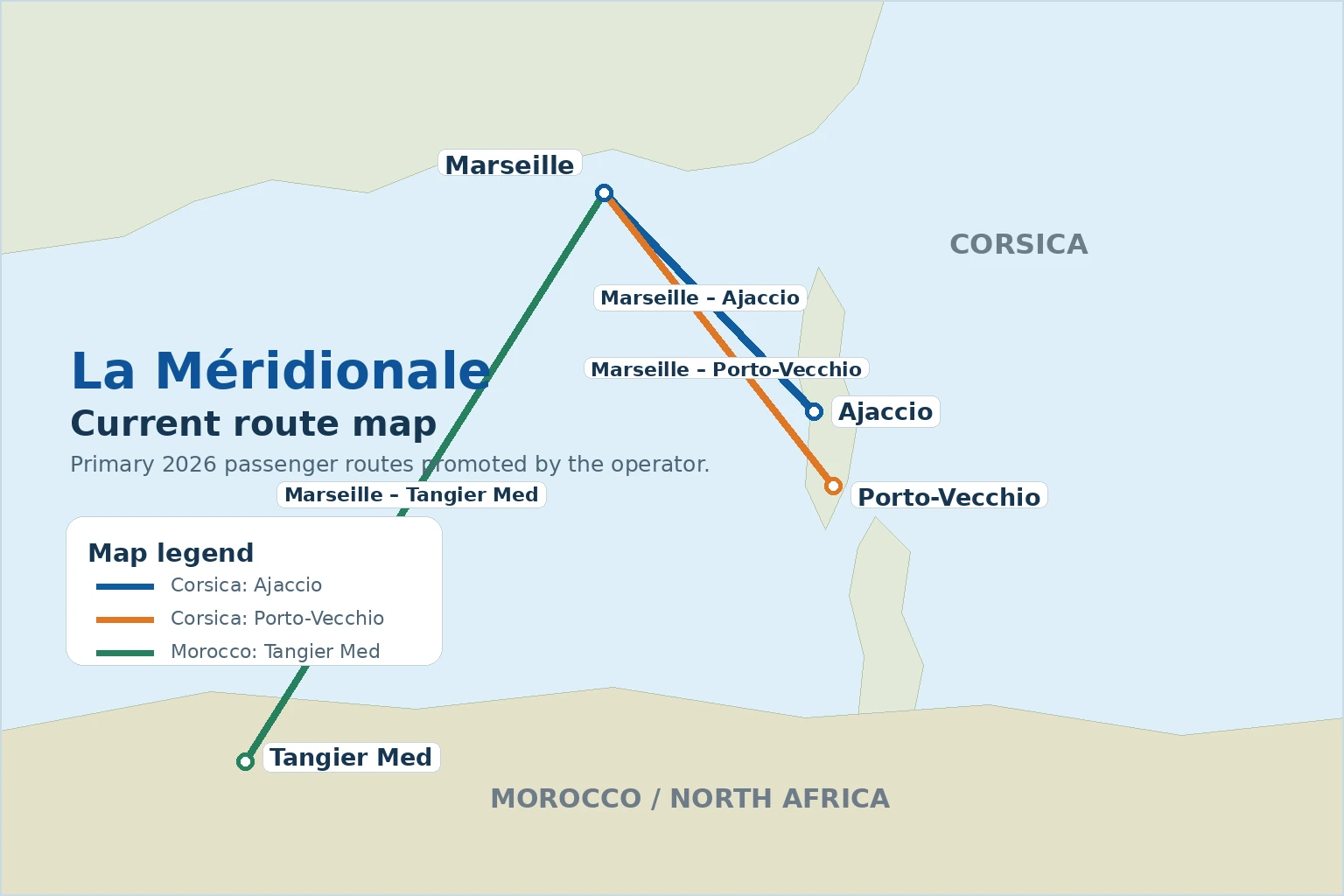 Carte des liaisons de La Méridionale