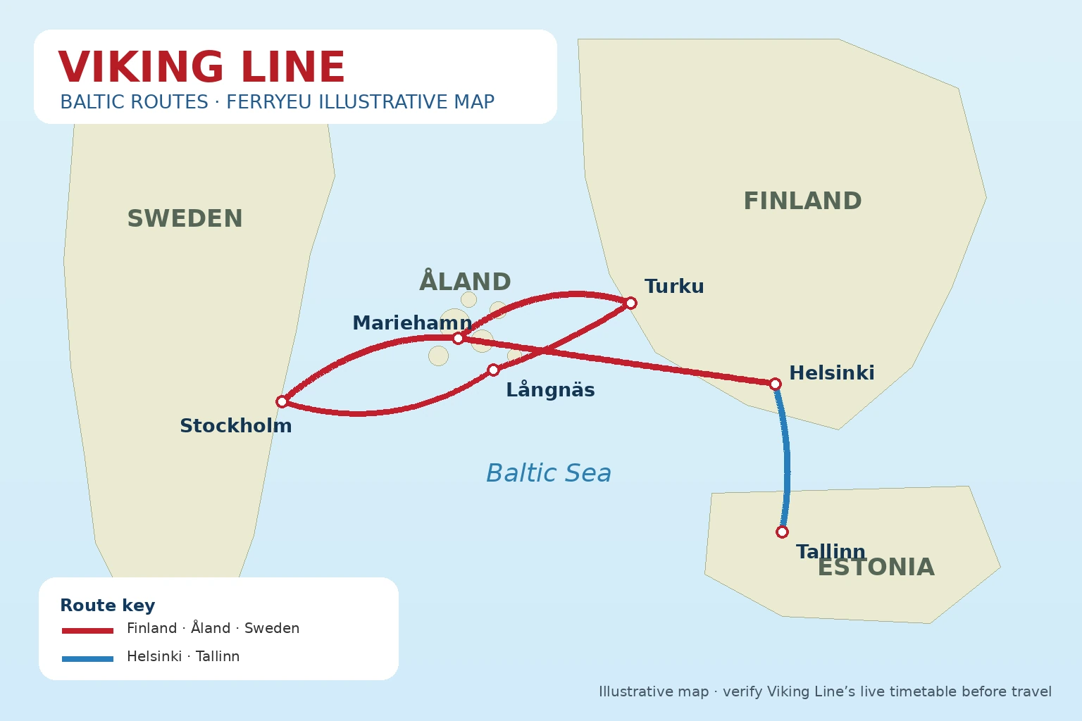 Carte des liaisons de Viking Line