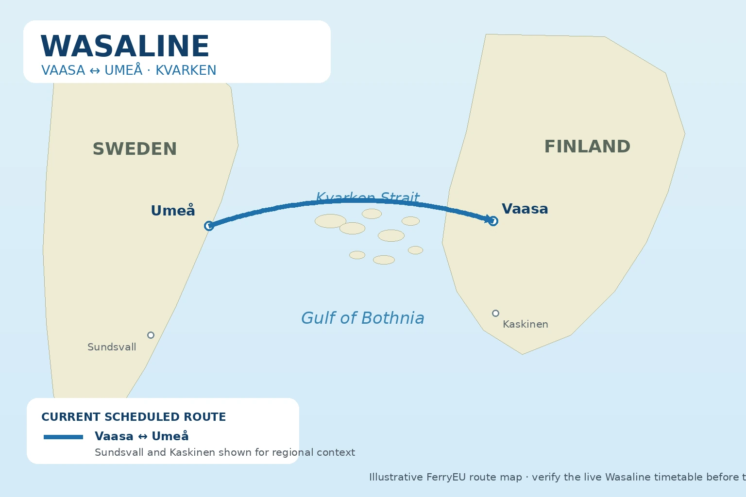 Carte des liaisons de Wasaline
