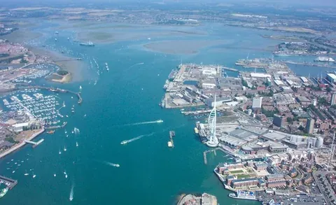 Vue de Portsmouth Harbour, Royaume-Uni